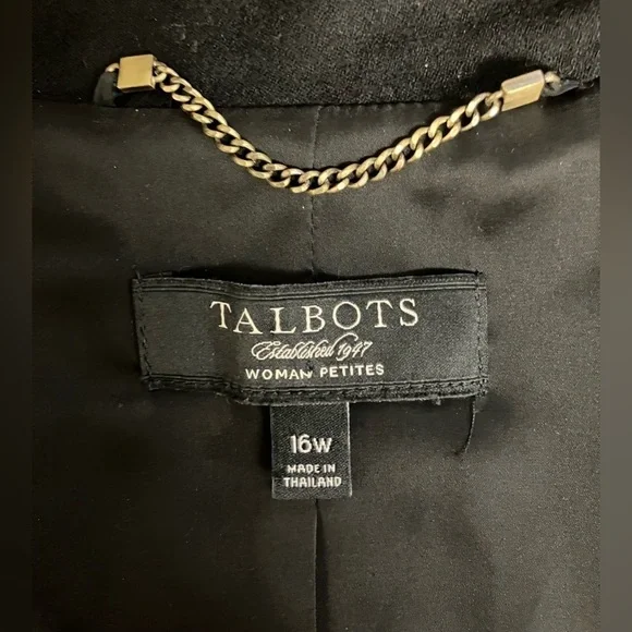 TALBOTS Elegant Career 99% Black Wool One Button Blazer Jacket Plus 16 Petite - Picture 9 of 12